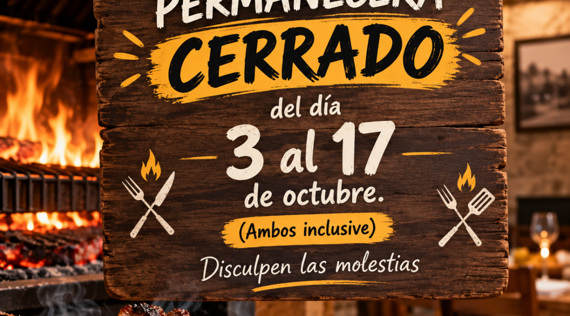 Vacaciones: cerramos del 3 al 17 de octubre